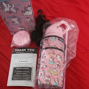 Thermosos Pink Unicorn Kids Bottle with Strap